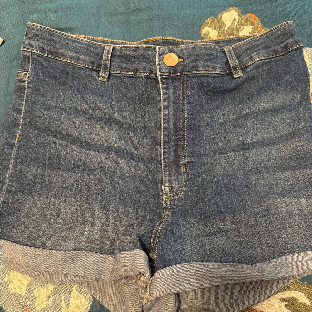 H&M Blue Jean Shorts High-Waisted Cuffed